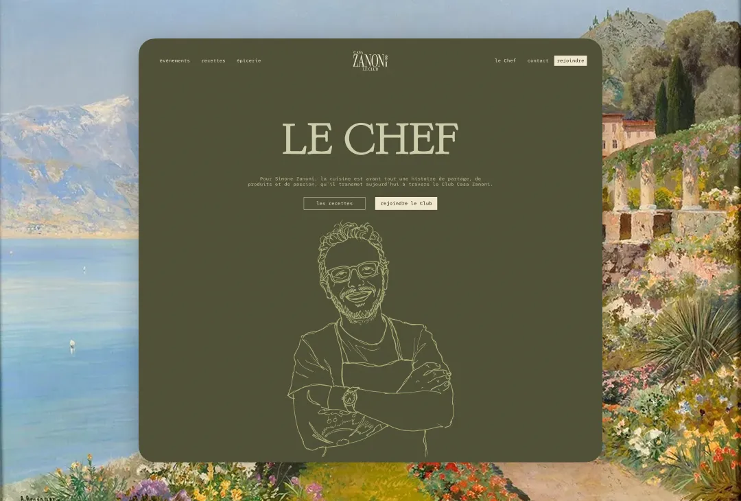Clément Saint-Hilaire brand designer et UI UX designer en Normandie et à Paris pour le le chef Simone Zanoni et son Club Casa Zanoni